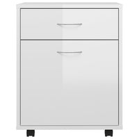 Mobiletto con Ruote Bianco Lucido 45x38x54cm Legno Multistrato 808446