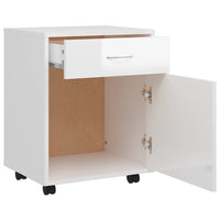 Mobiletto con Ruote Bianco Lucido 45x38x54cm Legno Multistrato 808446