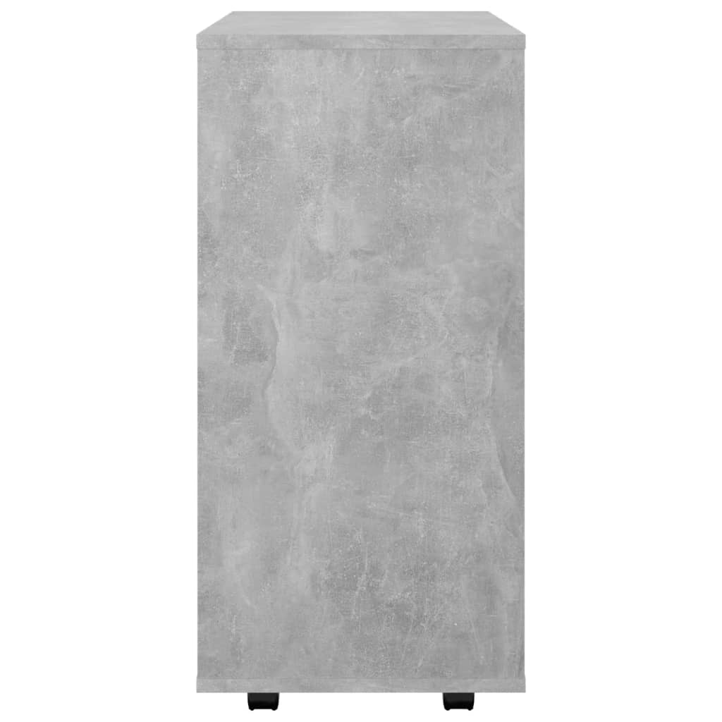 Mobiletto con Ruote Grigio Cemento 60x35x75cm Legno Multistrato 808453