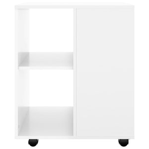 Mobiletto con Ruote Bianco Lucido 60x53x72 cm Legno Multistrato 808464