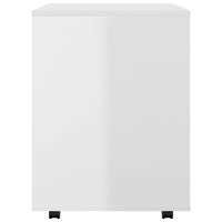 Mobiletto con Ruote Bianco Lucido 60x53x72 cm Legno Multistrato 808464
