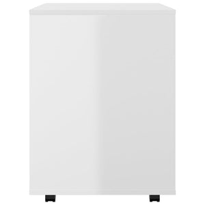 Mobiletto con Ruote Bianco Lucido 60x53x72 cm Legno Multistrato 808464
