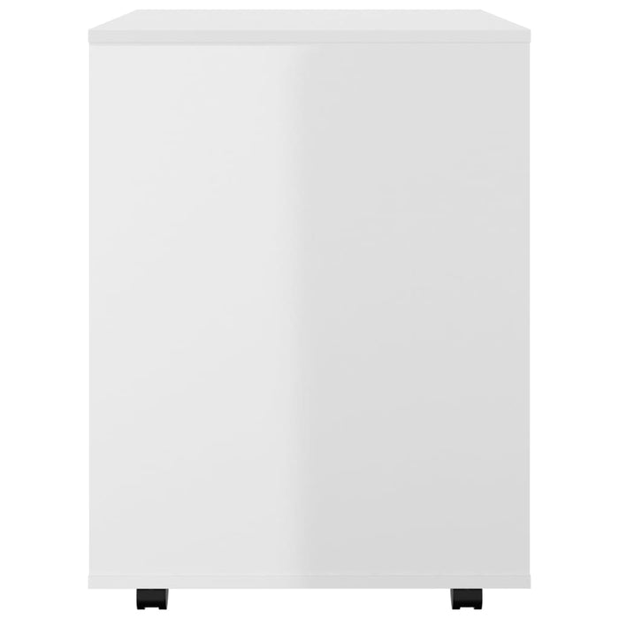 Mobiletto con Ruote Bianco Lucido 60x53x72 cm Legno Multistrato 808464