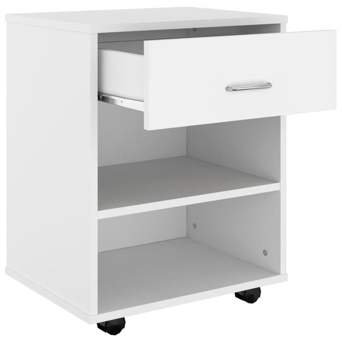 Mobiletto con Ruote Bianco 46x36x59 cm in Legno Multistrato 808467
