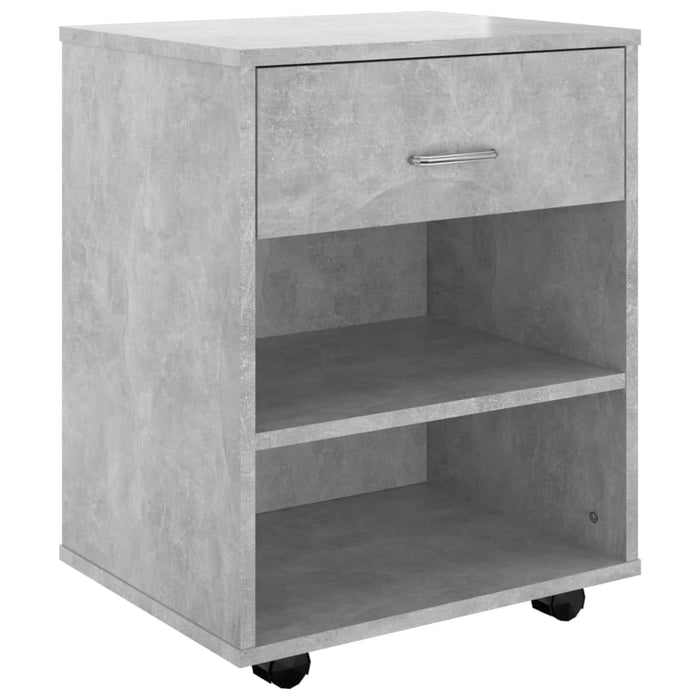 Mobiletto con Ruote Grigio Cemento 46x36x59cm Legno Multistrato 808471