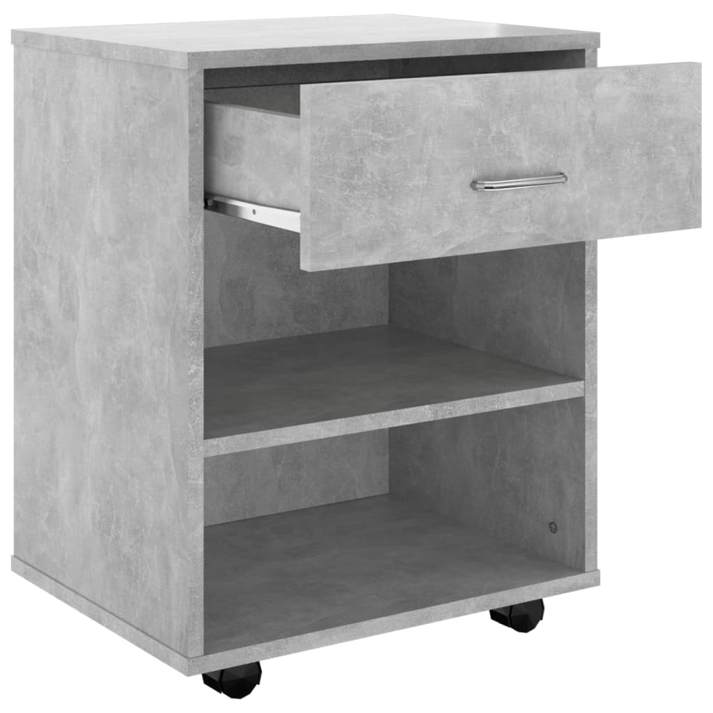 Mobiletto con Ruote Grigio Cemento 46x36x59cm Legno Multistrato 808471