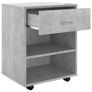 Mobiletto con Ruote Grigio Cemento 46x36x59cm Legno Multistrato 808471