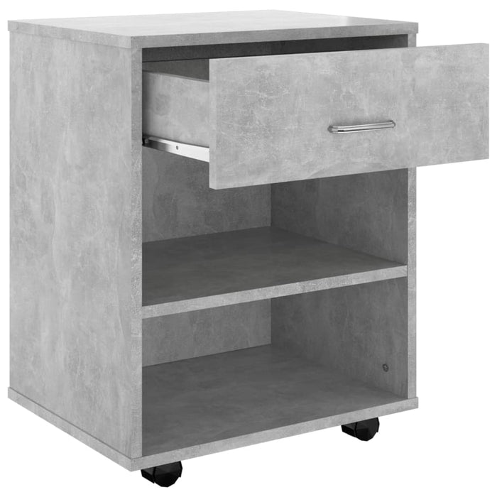 Mobiletto con Ruote Grigio Cemento 46x36x59cm Legno Multistrato 808471