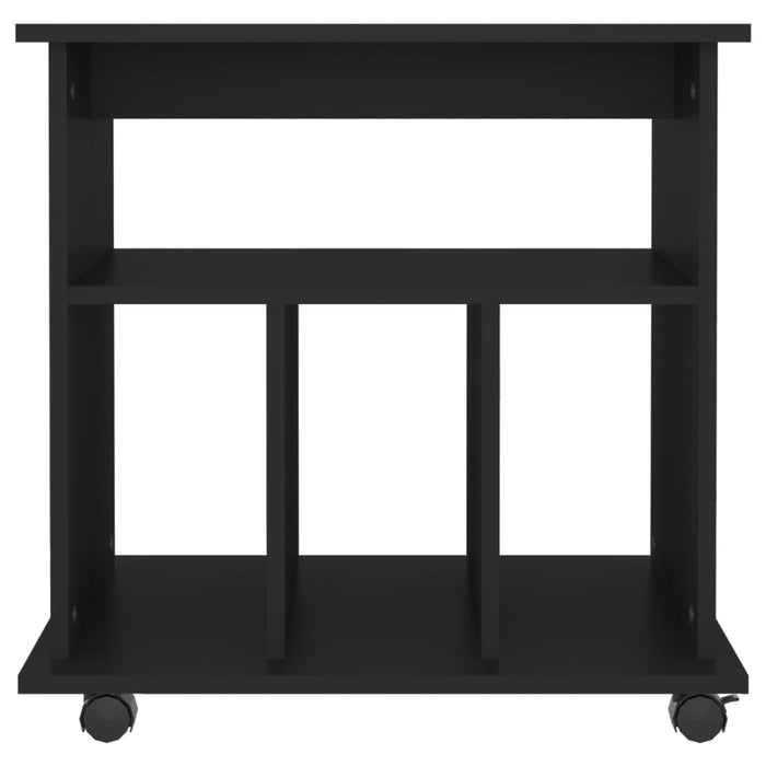 Mobiletto con Ruote Nero 60x45x60 cm in Legno Multistrato 808477