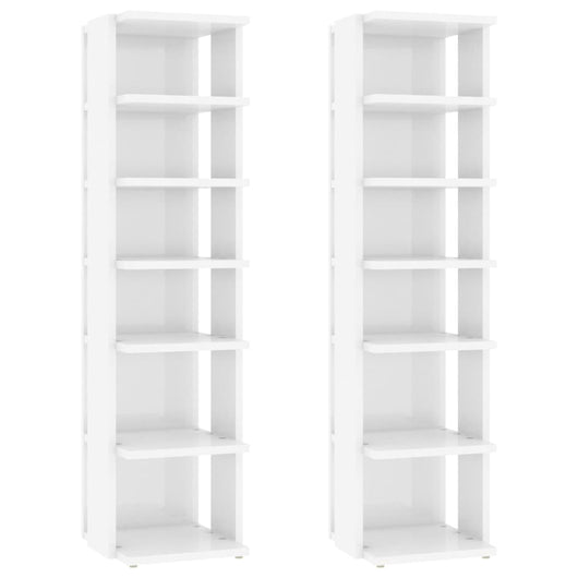 Scarpiere 2 pz Bianco Lucido 27,5x27x102 cm 808498