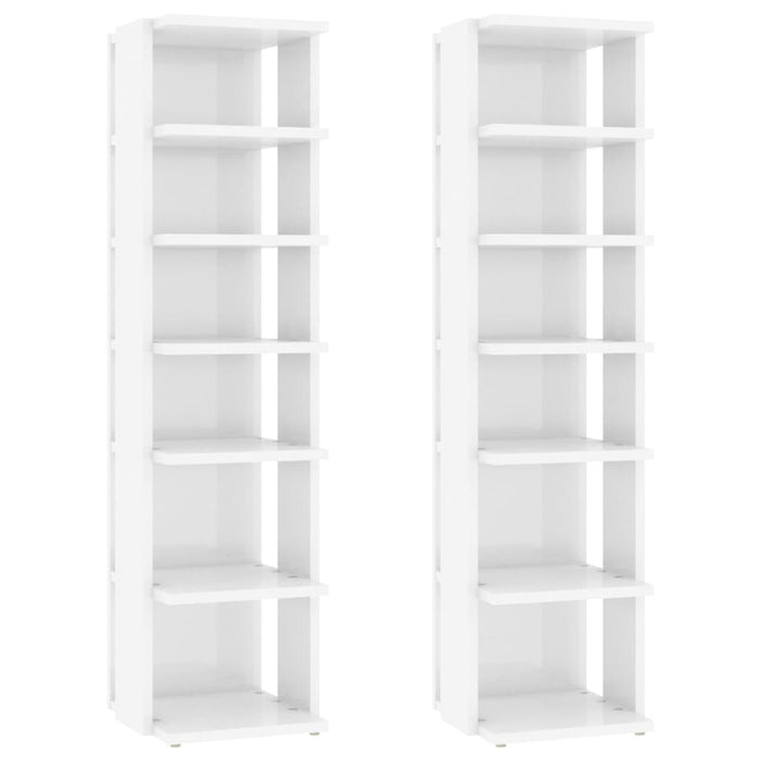 Scarpiere 2 pz Bianco Lucido 27,5x27x102 cm 808498