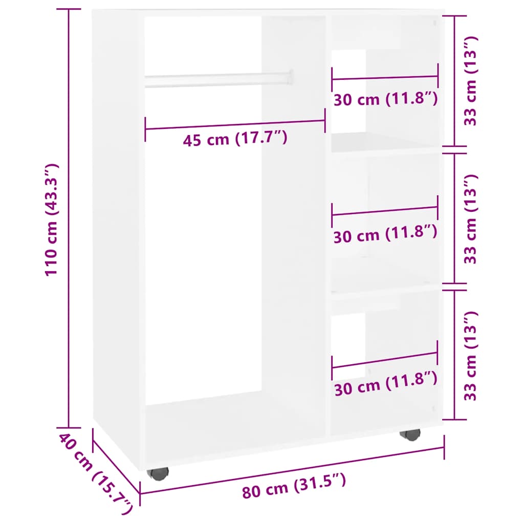Armadio Bianco 80x40x110 cm in Truciolato 808513