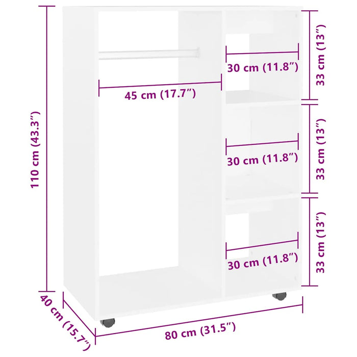 Armadio Bianco 80x40x110 cm in Truciolato 808513