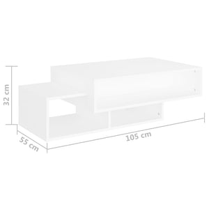 Tavolino da Salotto Bianco 102x55x42 cm Legno Legno Multistrato 808522