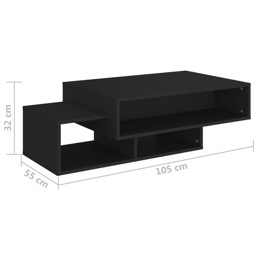 Tavolino da Salotto Nero 105x55x32 cm in Truciolato 808523