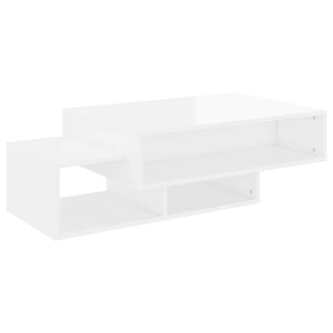 Tavolino da Salotto Bianco Lucido 105x55x32 cm in Truciolato