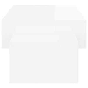 Tavolino da Salotto Bianco Lucido 105x55x32 cm in Truciolato