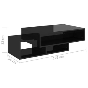 vidaXL Tavolino da Salotto Nero Lucido 105x55x32 cm in Truciolato
