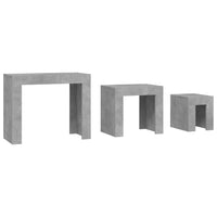 Tavolini da Salotto Impilabili 3pz Grigio Cemento in Truciolato 808544