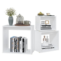 Tavolini Impilabili 3 pz Bianchi in Legno Multistrato cod mxl 15406