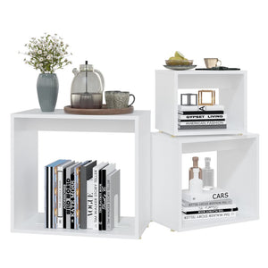 Tavolini Impilabili 3 pz Bianchi in Legno Multistrato 808576