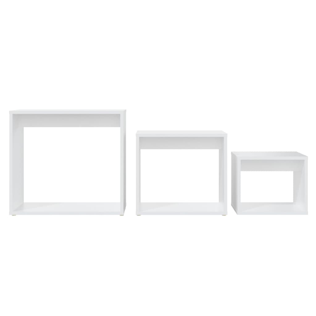 Tavolini Impilabili 3 pz Bianchi in Legno Multistrato cod mxl 15406