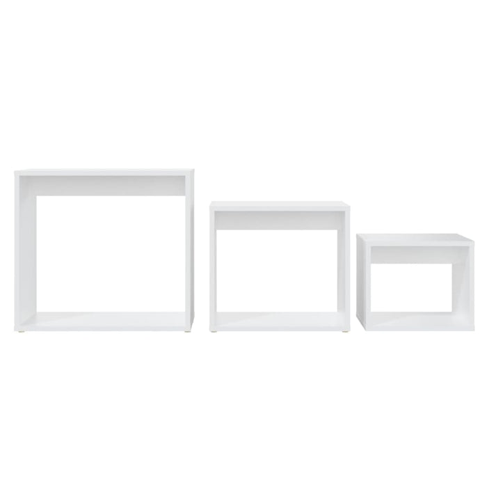 Tavolini Impilabili 3 pz Bianchi in Legno Multistrato cod mxl 15406