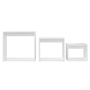 Tavolini Impilabili 3 pz Bianchi in Legno Multistrato 808576