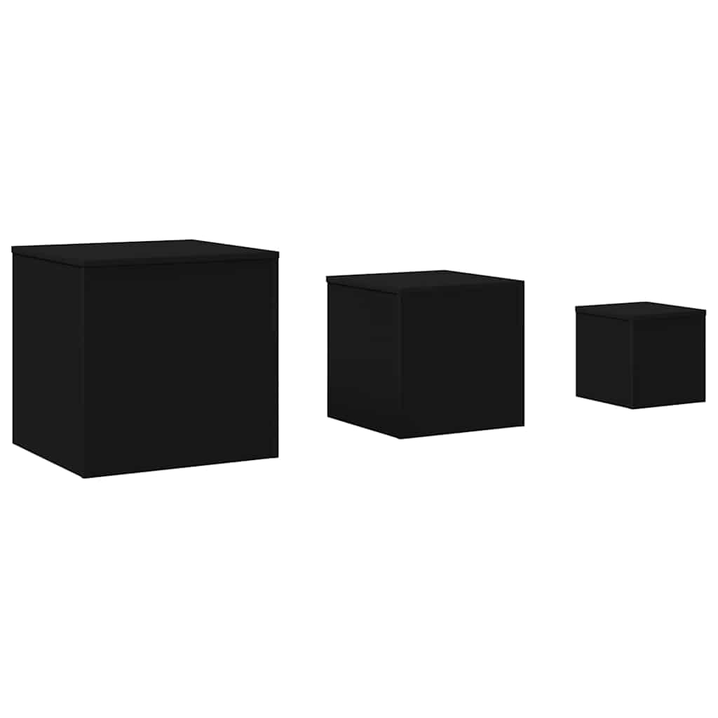 Tavolini di Servizio 3 pz Neri in Truciolato 808586