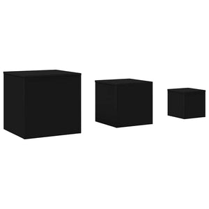 Tavolini di Servizio 3 pz Neri in Truciolato 808586