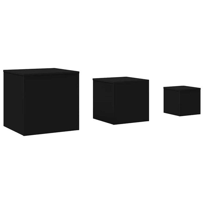 Tavolini di Servizio 3 pz Neri in Truciolato 808586