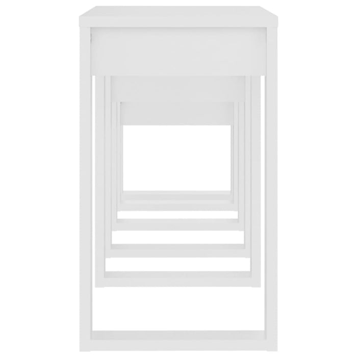 Tavolini impilabili 3 pz bianchi in legno ingegnerizzato 808603