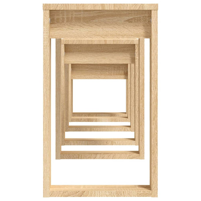 Tavolini Impilabili 3 pz Rovere Sonoma in Legno Multistrato cod mxl 7897