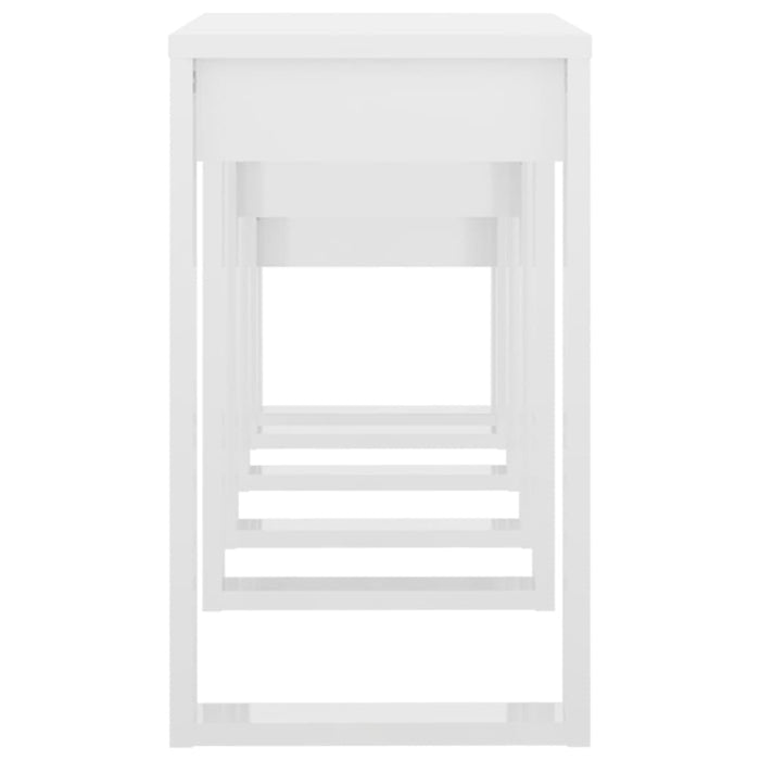 Tavolini Impilabili 3 pz Bianco Lucido in Legno Multistrato 808609