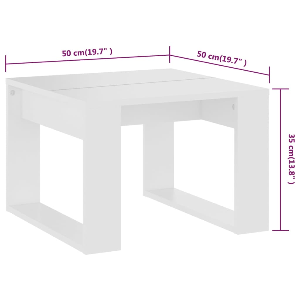 Tavolino Bianco 50x30x50 cm in Legno Multistrato cod mxl 38984