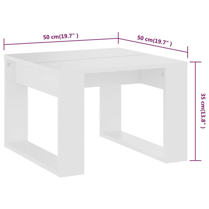 Tavolino Bianco 50x30x50 cm in Legno Multistrato 808621