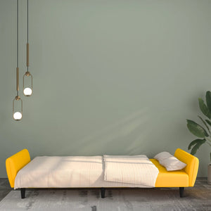 Divano Letto a 2 Posti Giallo in Velluto 337543