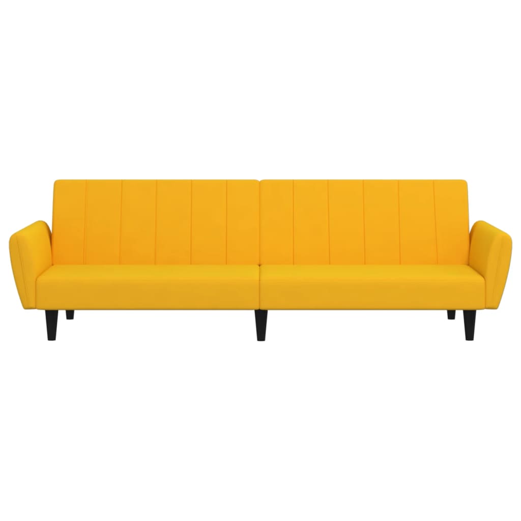 Divano Letto a 2 Posti Giallo in Velluto 337543