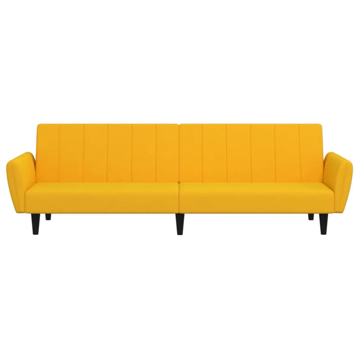 Divano Letto a 2 Posti Giallo in Velluto 337543