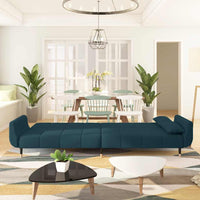 Divano Letto a 2 Posti con 2 Cuscini Blu in Velluto 337581