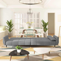 Divano Letto a 2 Posti con 2 Cuscini Grigio Chiaro in Velluto 337582