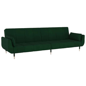 Divano Letto a 2 Posti con 2 Cuscini Verde Scuro in Velluto 337584
