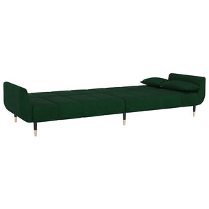 Divano Letto a 2 Posti con 2 Cuscini Verde Scuro in Velluto 337584