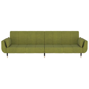 Divano Letto a 2 Posti con 2 Cuscini Verde Chiaro in Velluto 337585