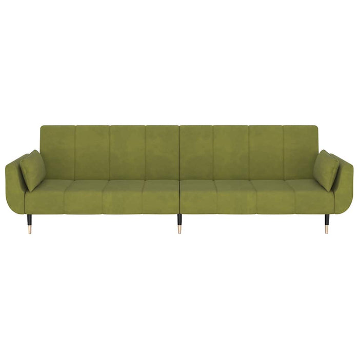 Divano Letto a 2 Posti con 2 Cuscini Verde Chiaro in Velluto 337585