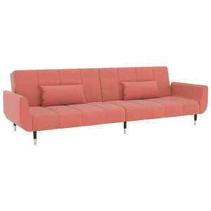 Divano Letto a 2 Posti con 2 Cuscini-Sofa Letto 2 Posti-Daybed Rosa in Velluto 204754