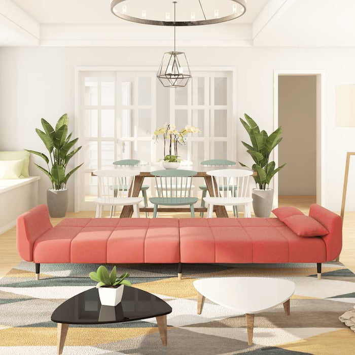 Divano Letto a 2 Posti con 2 Cuscini-Sofa Letto 2 Posti-Daybed Rosa in Velluto 204754