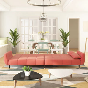 Divano Letto a 2 Posti con 2 Cuscini Rosa in Velluto 337586