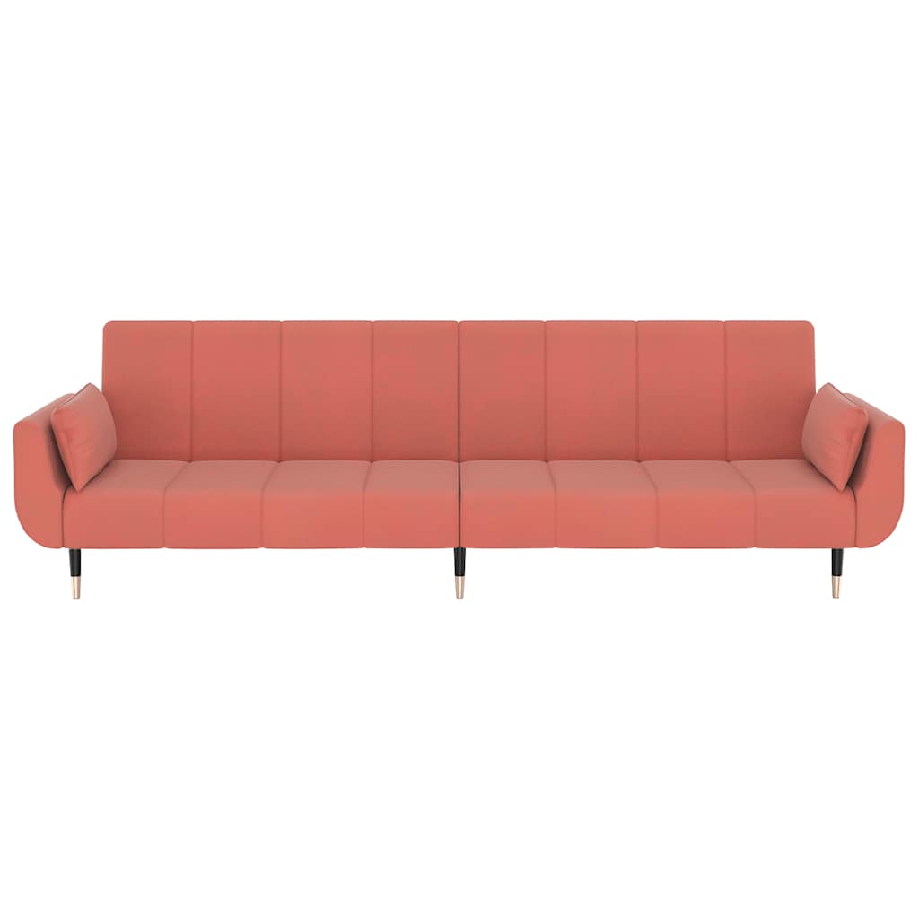 Divano Letto a 2 Posti con 2 Cuscini Rosa in Velluto cod mxl 15363