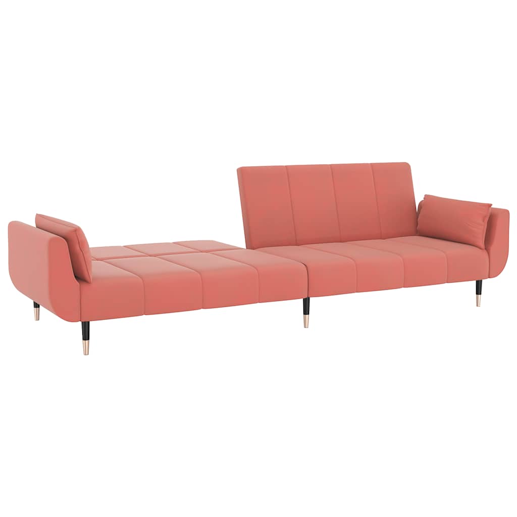 Divano Letto a 2 Posti con 2 Cuscini-Sofa Letto 2 Posti-Daybed Rosa in Velluto 204754